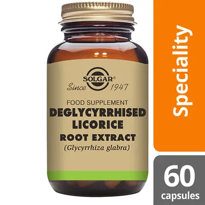 £13.80 • Buy Solgar Deglycyrrhised Licorice Root Extract 60 Vegetable Capsule Vegan No Gluten