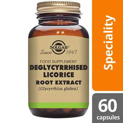 Solgar Deglycyrrhised Licorice Root Extract 60 Vegetable Capsule Vegan No Gluten • £15.49