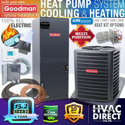 4 Ton Goodman Heat Pump AC Split System Central Air Conditioner - 15.2 SEER2 • $5010