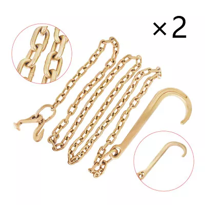 2PCS Wrecker Chain Hook One 5/16  X 10' Grade 70 Long Shank J Hook Tow Chain • $71