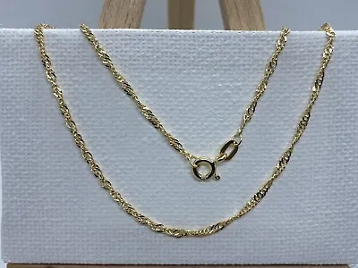9ct 375 Yellow Gold 1.5mm Singapore Link Chain Necklace ALL SIZE Brand NEW • £54.99