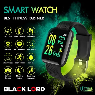 BLACK LORD Bluetooth Smart Bracelet Heart Rate Monitor Smart Watch Pedometer • $24.95