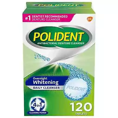 $9.87 • Buy Polident Overnight Whitening Antibacterial Denture Cleanser Tablets, 120 CT New