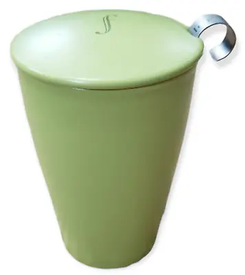 Tea Forte Green Kati Infuser Tumbler 12 Oz Tea Ceramic Steeping Cup Lid Mug • $13.97