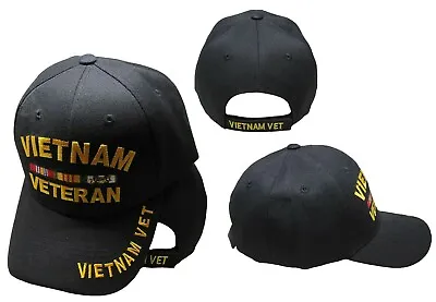 Vietnam Veteran Black Baseball Style Cap Hat Premium Quality Fabric • $9.88