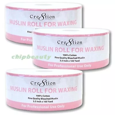 3x Cre8tion Muslin Wax Strips Roll 3.5  Applicator Waxing Hair Removal 100 Yards • $76.98