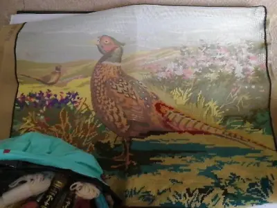 Pheasant Tapestry Kit And Threads Penelope Cushion Front  Started • £30