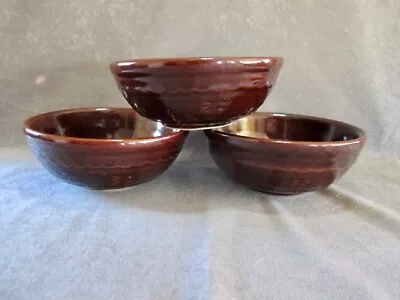 Vintage Marcrest Daisy Dot 5 5/8  Brown Pottery Soup/cereal Bowls- Lot 3 • $15