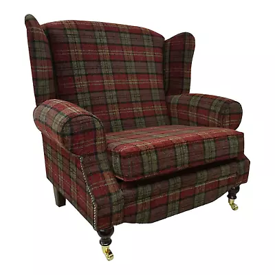 Snuggle Wing Back Extra Wide Cottage Fireside Chair EXTRA WIDE  Lana Red Tartan • £749