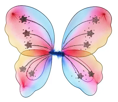 £4.99 • Buy Butterfly Fairy Wings Kids Girls Pink Rainbow Children Glitter Fancy Dress Up