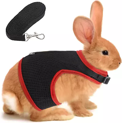 Adjustable Rabbit Harness Leash Soft Harness With Lead For Rabbits Guinea Pigs L • £8.69