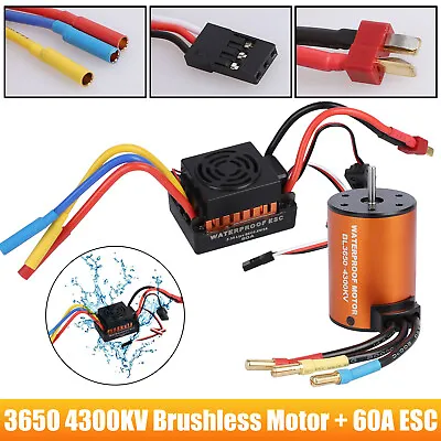 3650 4300KV Waterproof Brushless Motor + 60A ESC Combo Set For 1/10 RC Car Truck • $36.98