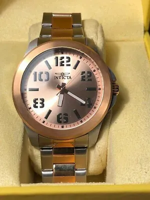 Invicta Watch 21442 Specialty 45mm Quartz Two Tone Band Sil/Rose Gold SS NEW • £96.50