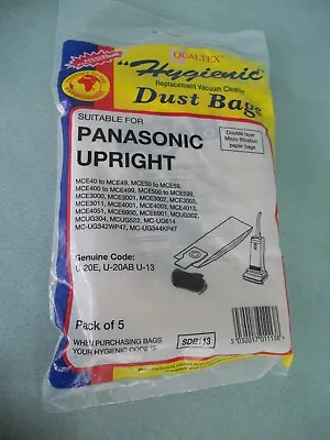 Brand New And Sealed - 5 X Qualtex Vacuum Cleaner Dust Bags Panasonic U20 U13 • £5.95