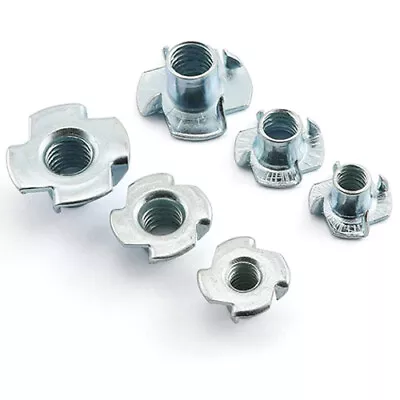 T Nuts Four Pronged Tee Nuts M5 M6 M8 Zinc Plated Blind Nut Captive. • £0.99