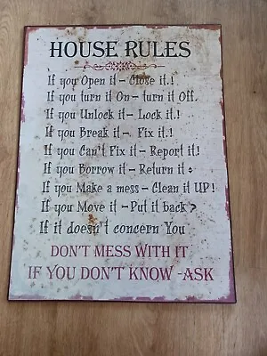 £0.99 • Buy House Rules Metal Sign
