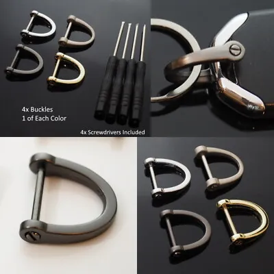 4pcs D-Ring Horseshoe U / D Shackle Screw Key Ring Fob Buckle DIY Leather Craft • $7.99