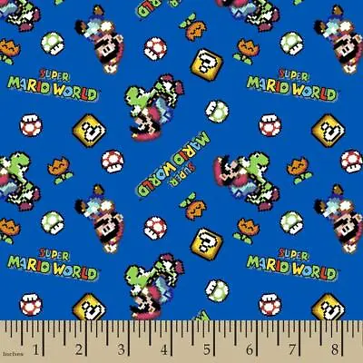 FAT QUARTER NINTENDO SUPER MARIO WORLD PRE- CUT 18  X 22  • $4.99