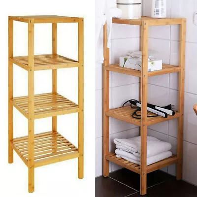 Multi-Tier Tower Bamboo Shelf Narrow Bathroom Shelf Adjustable Ladder Rack Home • £25.92