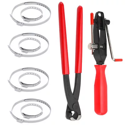 10x Stainless Steel Adjustable Axle CV Joint Boot Crimp Clamp Kit W/ Pliers Tool • $25.89