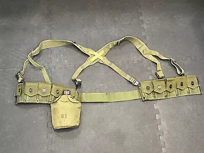 WW II Korea Combat Rig - Suspenders M-1 Ammo Belt Canteen Set • $184.99