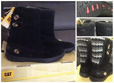 New CAT Caterpillar Shayna Black Boots Sz 6/euro 37 • $70