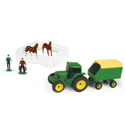 $12 • Buy 10pc John Deere Figurines Farm Kids Toy Set Tractor/Wagon Dark Brown Horse 3y+