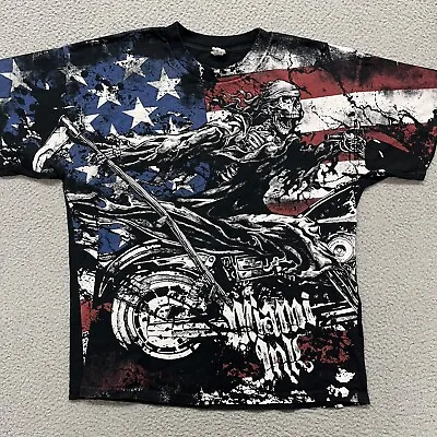 Miami Ink Shirt Mens XL Black Tattoo Biker Motorcycle Graphic Skeleton Gothic • $14.88