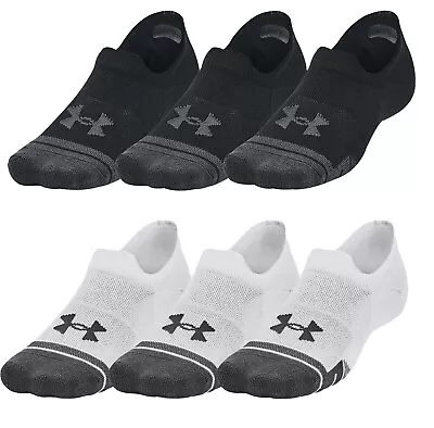 3pr Pack Under Armour Performance Tech Ultra Low Tab Socks UK 8.5-11 Black White • £11.95