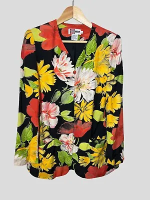 $19.99 • Buy Vintage Simon Chang Women’s Padded Blazer Size 8 Jacket Colorful Floral Print.