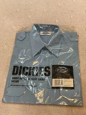 Dickies Men's Short-Sleeves Pilot Shirt Sky Blue - New Size 15  • £13.99