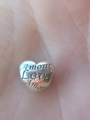 Pandora Silver Languages Of Love Heart Charm 791111 Retired S925 ALE  • $25