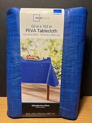 Mainstays Vinyl PEVA 60 X 102” Indoor Outdoor Tablecloth - Blue • $14.99