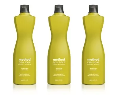 Lot 3x New Method Dish Soap Lemongrass Liquid 18fl Oz 532ml Plant-Based Kitchen • $32.95