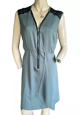 Miss By Captain Tortue ~ Khaki Green & Black Zipped Dress ~ Size 42 12 - 14 BNWT • £21.99