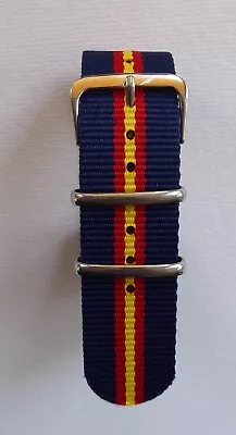 Striped Nato Military Style Watch Strap - Blue / Red / Yellow 18mm - 22mm • £5.99