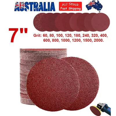 50/100X 180mm/ 7  Sanding Discs Hook Loop Orbital Sander Pads 80 60 120 240 320G • $26.69