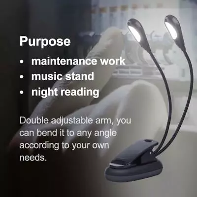 Portable Mini Dual Arm Music Stand Clip Book Reading Light • $8.14