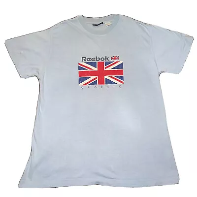 Reebok Classic Blue Union Jack British Graphic Print T-Shirt Size Medium • £7.99