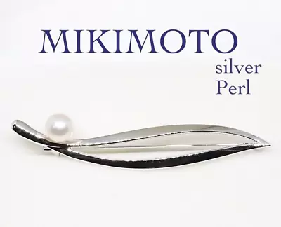 Mikimoto Akoya Pearl Leaf Brooch Silver 6.0mm Ladies Jewelry Accessory • $118.90