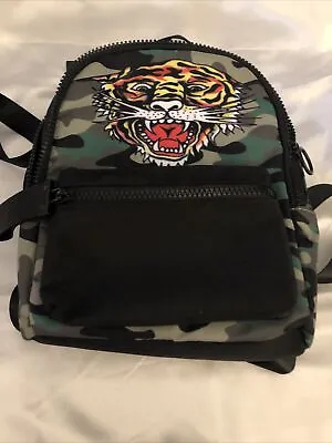 Ed Hardy Black & Green Camouflage & Tiger Accent Zip Around Back Pack NWT • $42.50