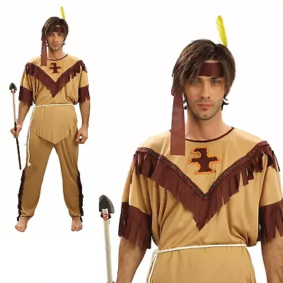 Adults Indian Native American Wild West Western Fancy Dress Costume Mens Outfit • £14.99