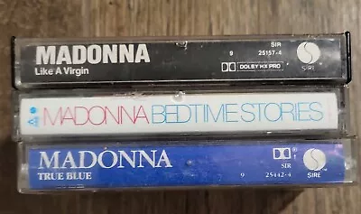 Lot Of 3 Madonna Cassette Tapes Like A Virgin Bedtime Stories True  Blue • $10