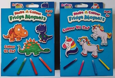 Make & Colour Your Own Fridge Magnets Unicorn Or Dinosaur Arts Crafts Gift Idea • £3.79