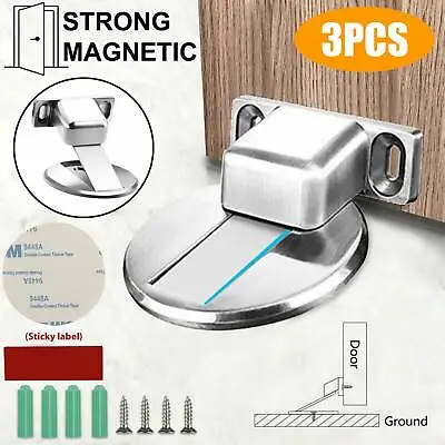 Magnetic Invisible Door Stop Floor Mount 3M Adhesive Catch Door Stopper Security • $8.98