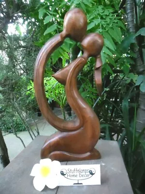  Abstract Kissing Couple -  Hand Crafted Wood Statue • $45