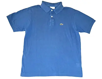 Boys LACOSTE Blue Polo Shirt 14 Alligator Logo Vintage Retro 80s Top Solid 10 12 • $14.95