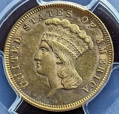 Rare Issue 1860 $3 Gold Indian Princess Head Coin Pcgs Unc • $1687