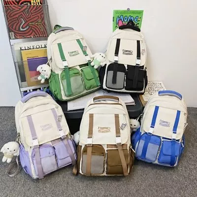 Korean Waterproof Nylon Backpack Kawaii Laptop Rucksack Large School Bag LOT • $6.29