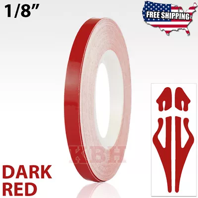 $7.95 • Buy 1/8  Roll Vinyl Pinstriping Pin Stripe Solid Line Tape Sticker 3mm DARK RED